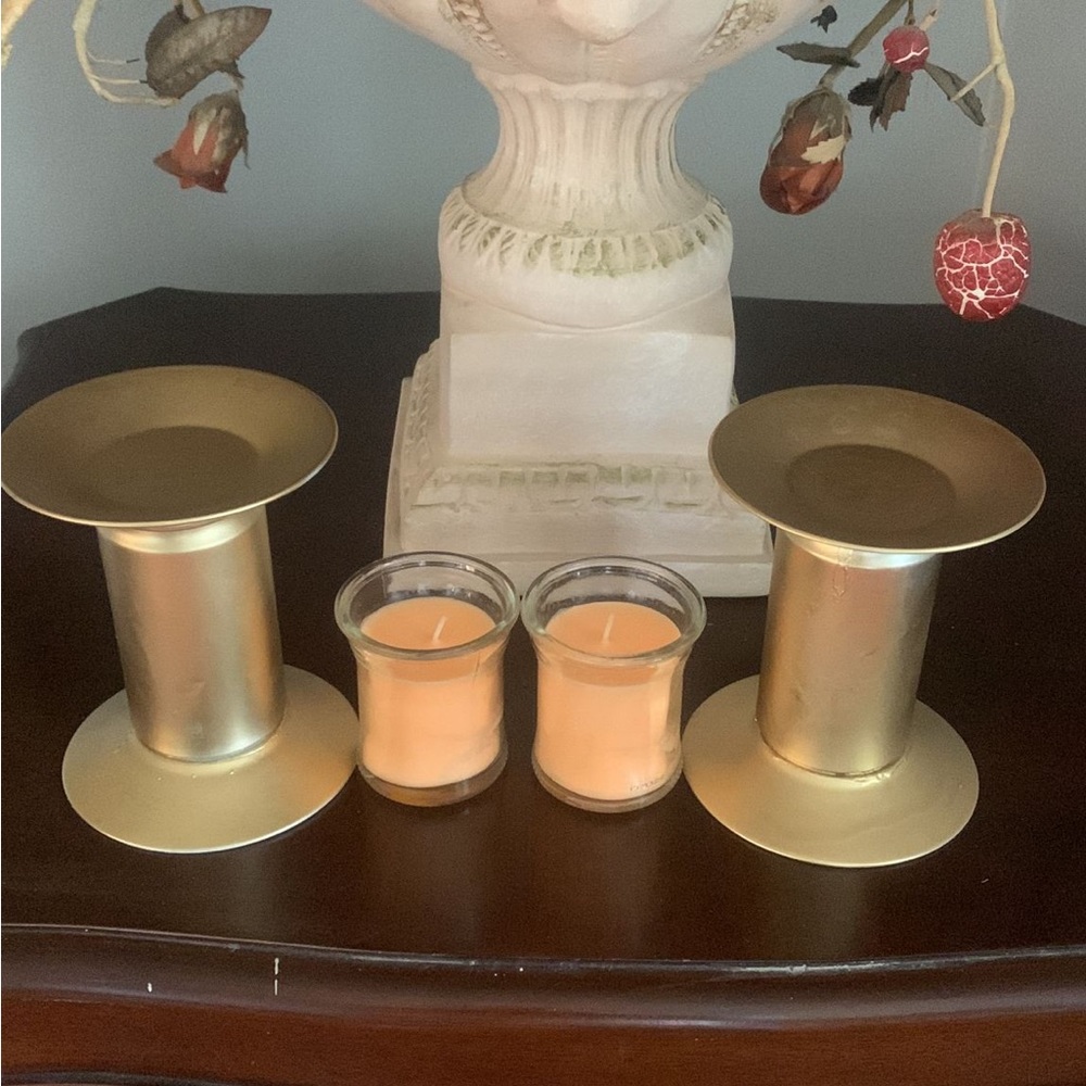 Two candle holder  with candles 15 $ without candle 12$